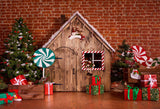 Laden Sie das Bild in den Galerie-Viewer, Fox Christmas Cabin Rolled Vinyl Photos Backdrops - Foxbackdrop