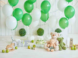 Laden Sie das Bild in den Galerie-Viewer, Fox Rolled Green Balloons Cake Smash Children Vinyl Backdrop-Foxbackdrop