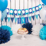 Laden Sie das Bild in den Galerie-Viewer, Fox Rolled Blue Balloons Wall Boy Birthday Vinyl Backdrop-Foxbackdrop