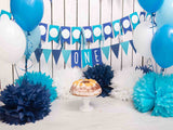 Laden Sie das Bild in den Galerie-Viewer, Fox Rolled Blue Balloons Wall Boy Birthday Vinyl Backdrop-Foxbackdrop