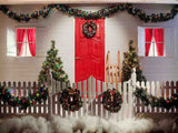 Laden Sie das Bild in den Galerie-Viewer, Fox Rolled Christmas Doors Snow Vinyl Backdrop-Foxbackdrop