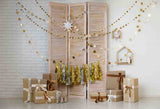 Laden Sie das Bild in den Galerie-Viewer, Fox Rolled Wood Screen Christmas Vinyl Photos Backdrop - Foxbackdrop