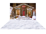 Laden Sie das Bild in den Galerie-Viewer, Fox Christmas House+Fabric/Vinyl White Snowfield Backdrops combo set