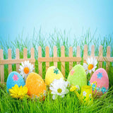 Laden Sie das Bild in den Galerie-Viewer, Fox Rolled Eggs Sky Fence Easter Vinyl Backdrops-Foxbackdrop