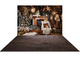 Laden Sie das Bild in den Galerie-Viewer, Fox Christmas+Fabric/Vinyl Dark Brown Backdrops combo set