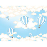 Laden Sie das Bild in den Galerie-Viewer, Fox Rolled Sky Blue Hot Air Balloon Boy Birthday Vinyl Backdrop-Foxbackdrop