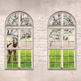 Laden Sie das Bild in den Galerie-Viewer, Fox Rolled Spring Flowers Double Window Brick Wall Vinyl Backdrop-Foxbackdrop