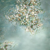 Laden Sie das Bild in den Galerie-Viewer, Fox Green White Flowers Vinyl Backdrop-Foxbackdrop