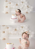 Laden Sie das Bild in den Galerie-Viewer, Fox Rolled Cake Smash Vinyl White Backdrop Design by Kali-Foxbackdrop