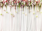 Laden Sie das Bild in den Galerie-Viewer, Fox White Curtains with Flowers Wedding Vinyl Backdrop-Foxbackdrop